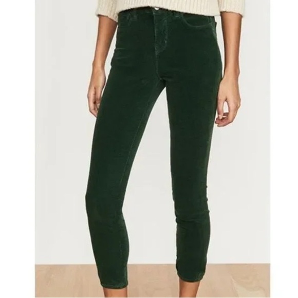 NEW L'AGENCE Margot High Rise Skinny Luxe Velvet Size 24 Retails $245 Evergreen - Picture 3 of 10